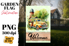 Spring garden flag. Watercolor truck sublimation bundle Product Image 4