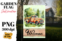Spring garden flag. Watercolor truck sublimation bundle Product Image 6
