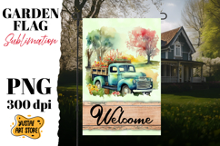 Spring garden flag. Watercolor truck sublimation bundle Product Image 7