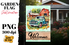 Summer garden flag. Watercolor truck sublimation design Product Image 1