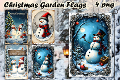 Christmas Garden Flag Welcome | Winter Snowman Garden Flag Product Image 1