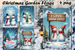 Christmas Garden Flag Welcome | Winter Snowman Garden Flag Product Image 1