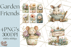 Garden Friends Clipart, Spring Animals Clip Art PNG Product Image 1