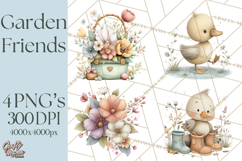 Garden Friends Clipart, Spring Animals Clip Art PNG Product Image 1