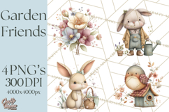 Garden Friends Clipart, Spring Animals Clip Art PNG Product Image 1