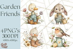 Garden Friends Clipart, Spring Animals Clip Art PNG Product Image 1