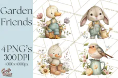 Garden Friends Clipart, Spring Animals Clip Art PNG Product Image 1
