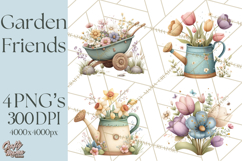 Garden Friends Clipart, Spring Animals Clip Art PNG Product Image 1