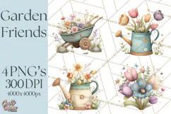 Garden Friends Clipart, Spring Animals Clip Art PNG Product Image 1