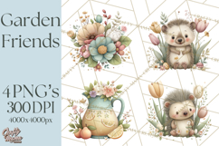 Garden Friends Clipart, Spring Animals Clip Art PNG Product Image 1