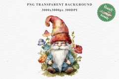 Garden Gnome House Fantasy Watercolor Fairytales Clipart PNG Transparent Print for invitation t-shirt designs sublimation designs tumbler kids printable digital watercolor Forest Gnome mushroom png, Floral flowers, magic fantasy clipart, garden gnomes fai