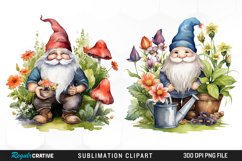 Garden Gnome Watercolor Clipart Product Image 1