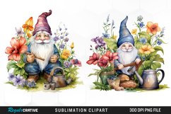 Garden Gnome Watercolor Clipart Product Image 1