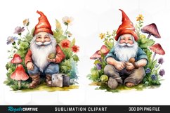 Garden Gnome Watercolor Clipart Product Image 1
