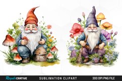 Garden Gnome Watercolor Clipart Product Image 1