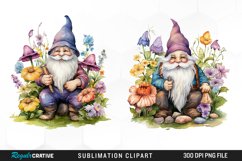 Garden Gnome Watercolor Clipart Product Image 1