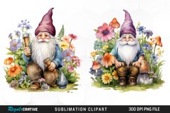 Garden Gnome Watercolor Clipart Product Image 1