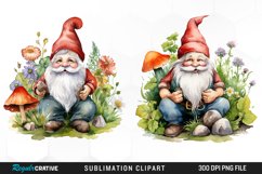 Garden Gnome Watercolor Clipart Product Image 1