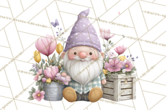 Easter Garden Gnomes, Cute Mini World Spring Clipart Png Product Image 4