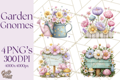 Easter Garden Gnomes, Cute Mini World Spring Clipart Png Product Image 1