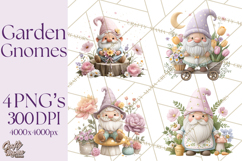 Easter Garden Gnomes, Cute Mini World Spring Clipart Png Product Image 1