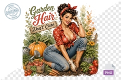 Garden Hair Don't Care Funny Gardening PNG Design Product Image 1