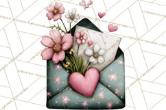 Garden Letters Clipart, Printable Envelope PNG, Romantic Product Image 5