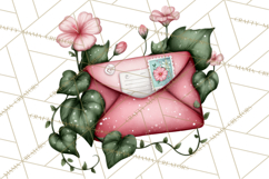 Garden Letters Clipart, Printable Envelope PNG, Romantic Product Image 2