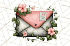 Garden Letters Clipart, Printable Envelope PNG, Romantic Product Image 3