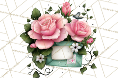 Garden Letters Clipart, Printable Envelope PNG, Romantic Product Image 3