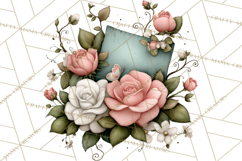 Garden Letters Clipart, Printable Envelope PNG, Romantic Product Image 4