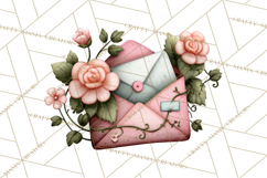 Garden Letters Clipart, Printable Envelope PNG, Romantic Product Image 3