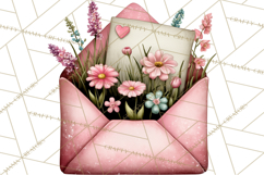 Garden Letters Clipart, Printable Envelope PNG, Romantic Product Image 5