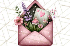 Garden Letters Clipart, Printable Envelope PNG, Romantic Product Image 2