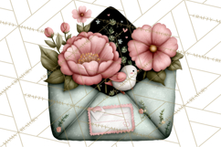 Garden Letters Clipart, Printable Envelope PNG, Romantic Product Image 5