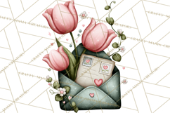 Garden Letters Clipart, Printable Envelope PNG, Romantic Product Image 4