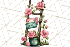 Garden Letters Clipart, Printable Envelope PNG, Romantic Product Image 4