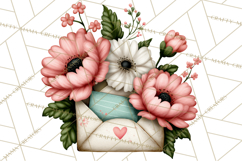 Garden Letters Clipart, Printable Envelope PNG, Romantic Product Image 3