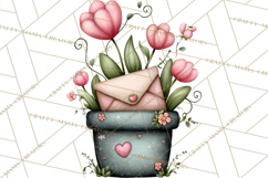 Garden Letters Clipart, Printable Envelope PNG, Romantic Product Image 5