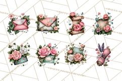 Garden Letters Clipart, Printable Envelope PNG, Romantic Product Image 4