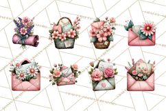 Garden Letters Clipart, Printable Envelope PNG, Romantic Product Image 5