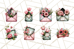 Garden Letters Clipart, Printable Envelope PNG, Romantic Product Image 6
