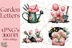 Garden Letters Clipart, Printable Envelope PNG, Romantic Product Image 1