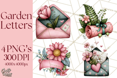 Garden Letters Clipart, Printable Envelope PNG, Romantic Product Image 1