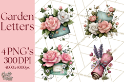 Garden Letters Clipart, Printable Envelope PNG, Romantic Product Image 1