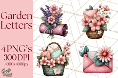 Garden Letters Clipart, Printable Envelope PNG, Romantic Product Image 1