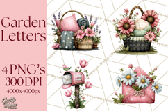 Garden Letters Clipart, Printable Envelope PNG, Romantic Product Image 1