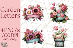 Garden Letters Clipart, Printable Envelope PNG, Romantic Product Image 1