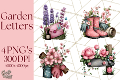 Garden Letters Clipart, Printable Envelope PNG, Romantic Product Image 1