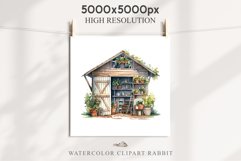 Garden Whimsical Shed Floral Clipart PNG Scrapbooking Files Watercolor Transparent wedding invitation shirt designs sublimation printable bloom architecture watercolor Whimsical Shed Garden Floral flowers shop clipart, sublimation nursery, collage files